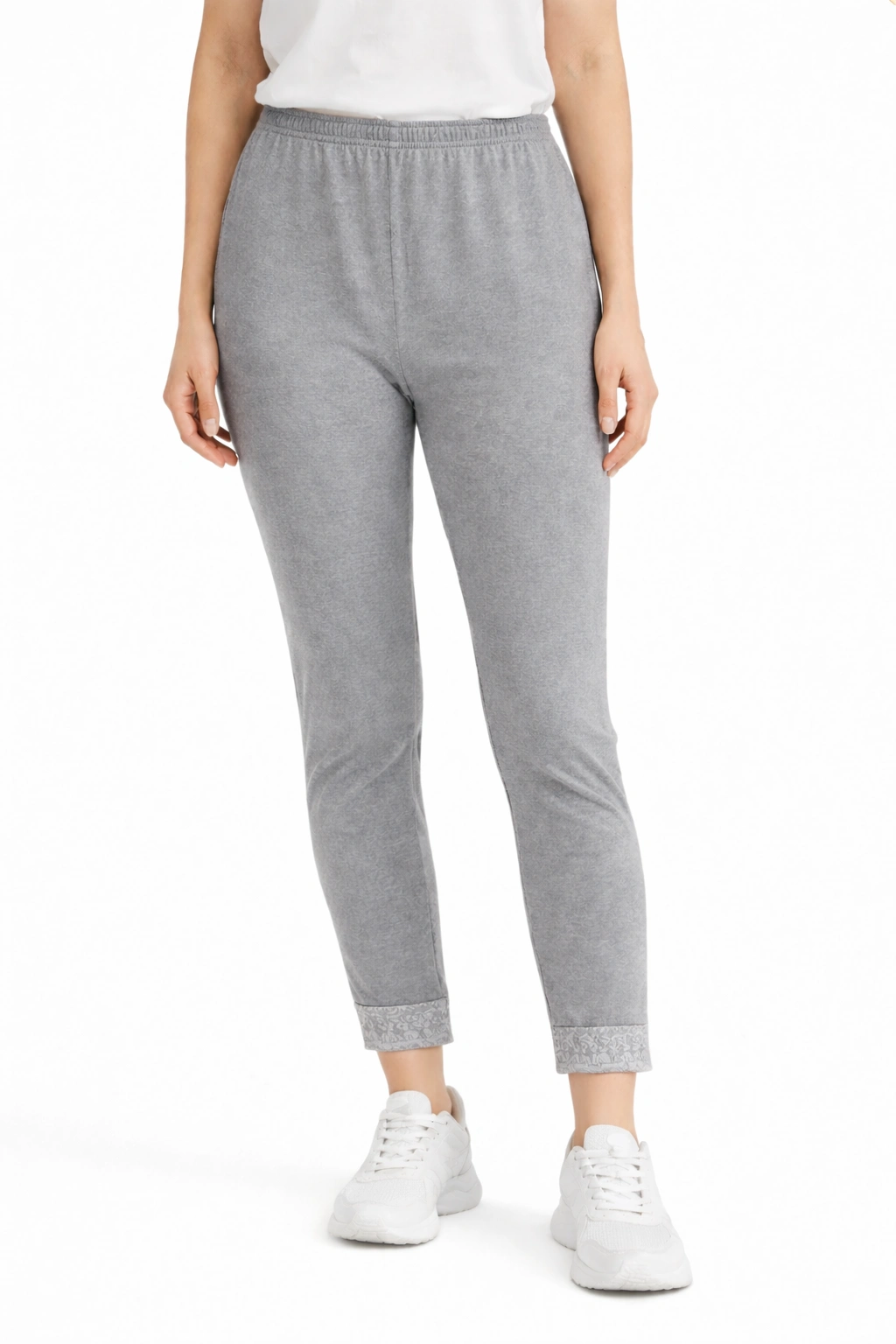 شلوار زنانه ساپورتی لب توری رنگ طوسی روشن